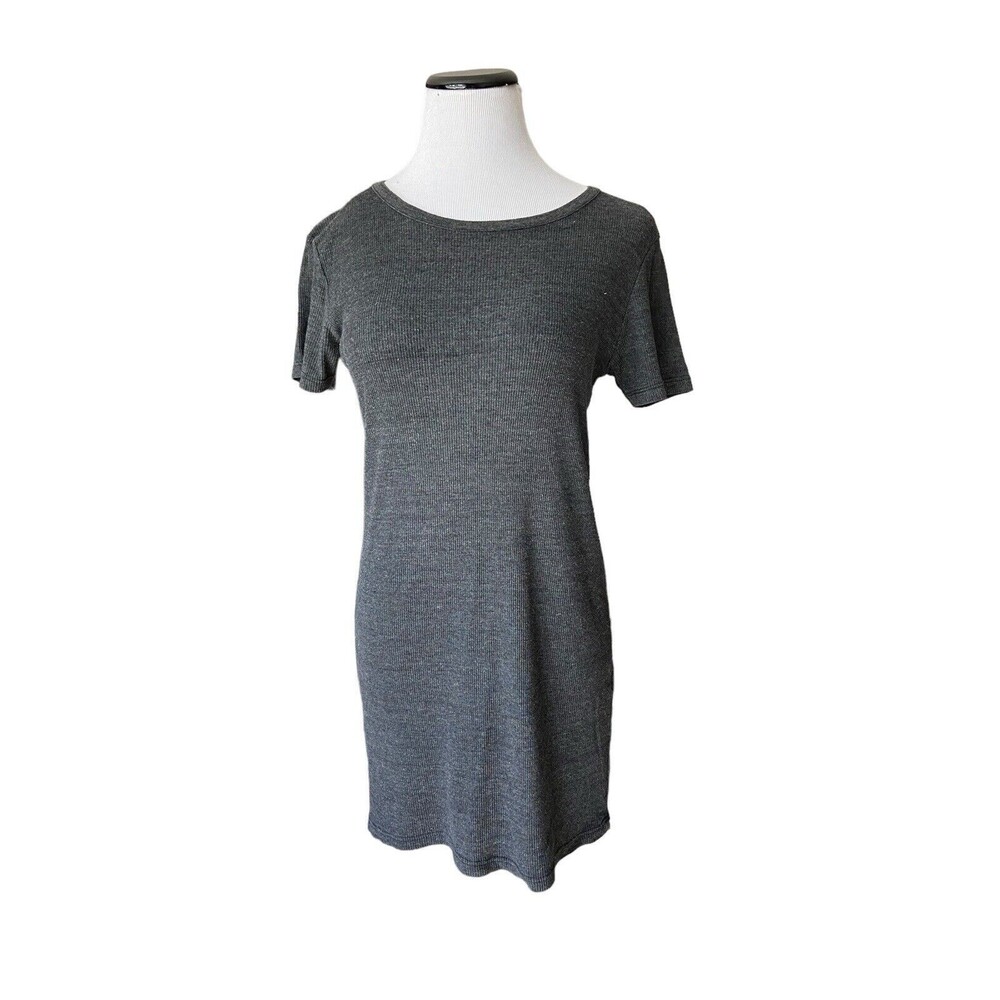 Brandy Melville Womens Emily‎ Ribbed T-Shirt Dress Size S Gray One Size School
